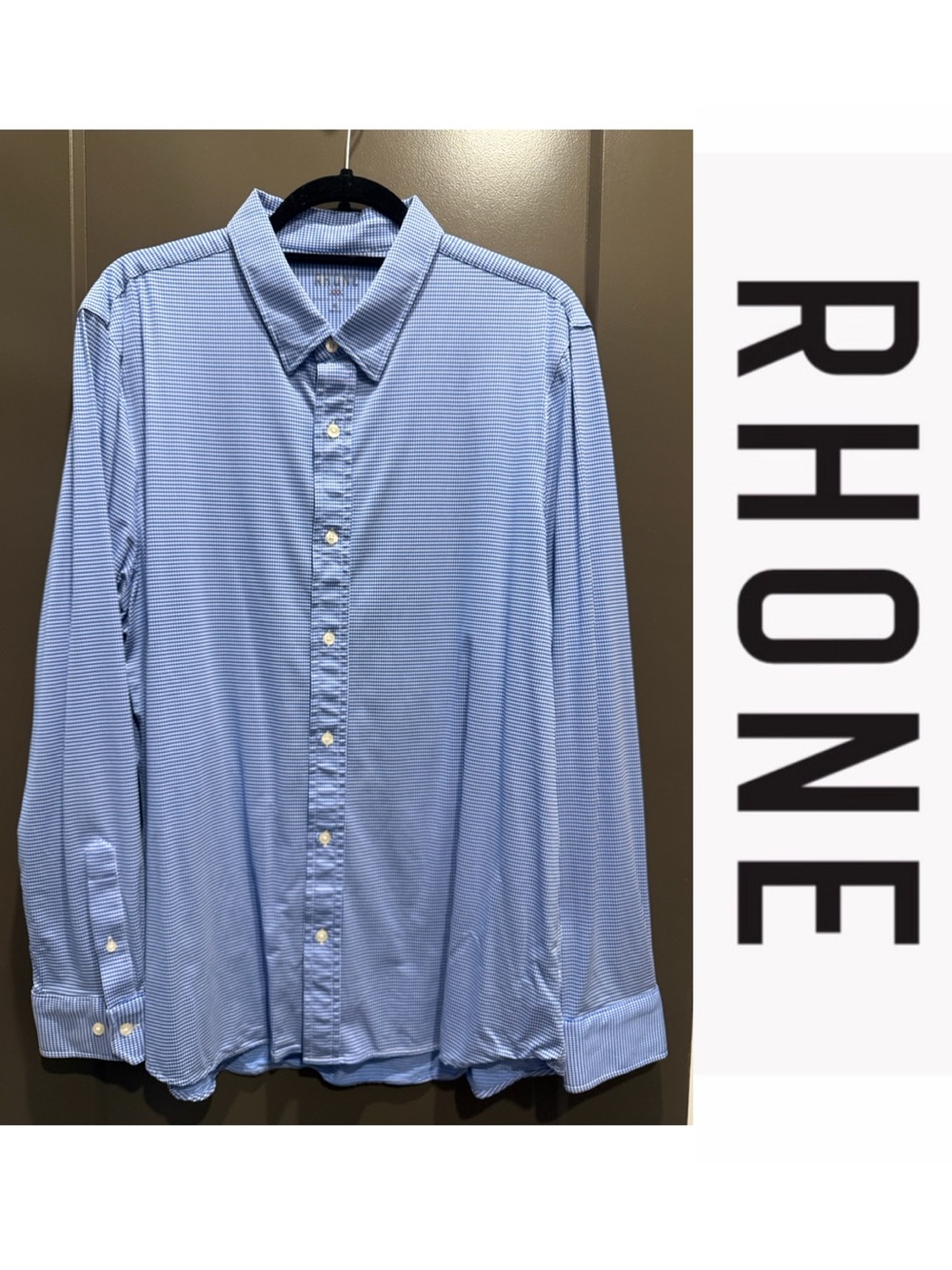 Rhone | Commuter Dress Shirt | XL | Blue & White